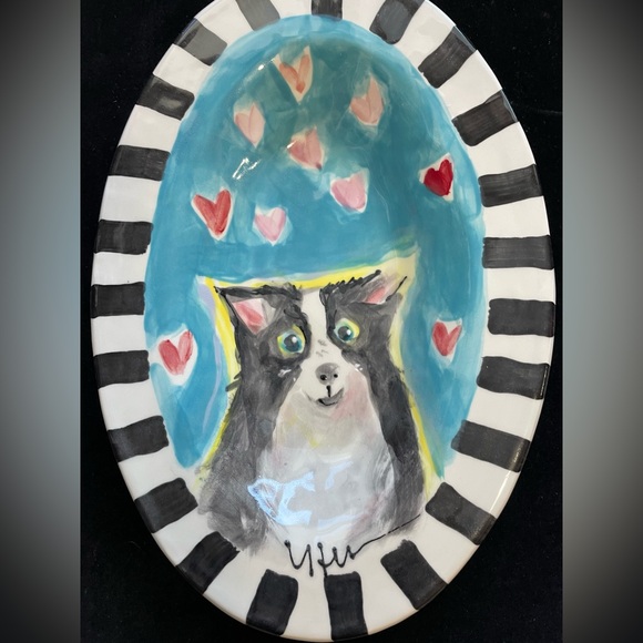 Handmade Ceramic Serving Tray Adorable Dog l11.5” ”x8” Original Design - Picture 5 of 8
